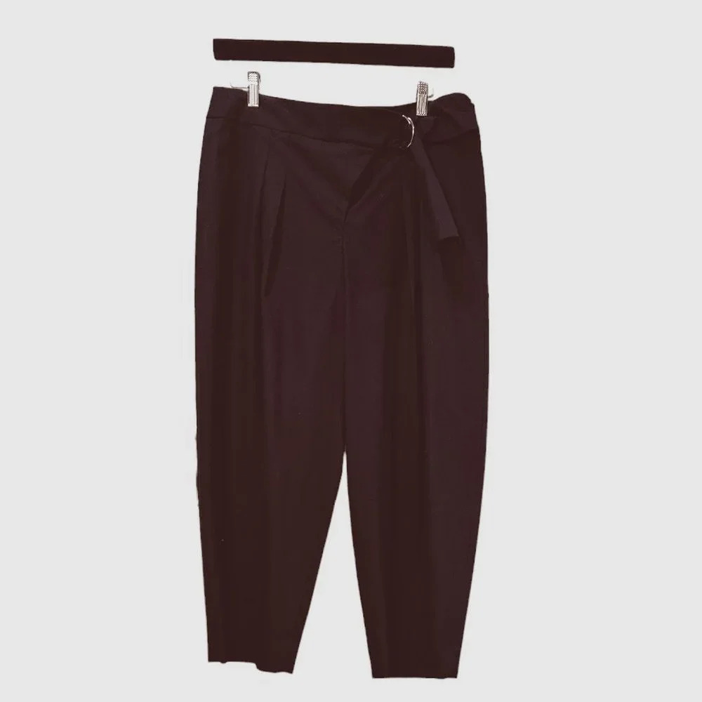 ANTHROPOLOGIE POLECI Slacks Dress Pants Tapered Leg w Fold Over D Ring Detail -6